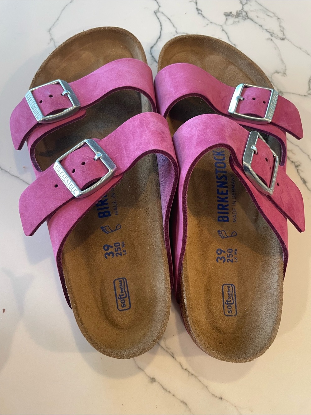Birkenstock Arizona Suede Sandals in Fuchsia